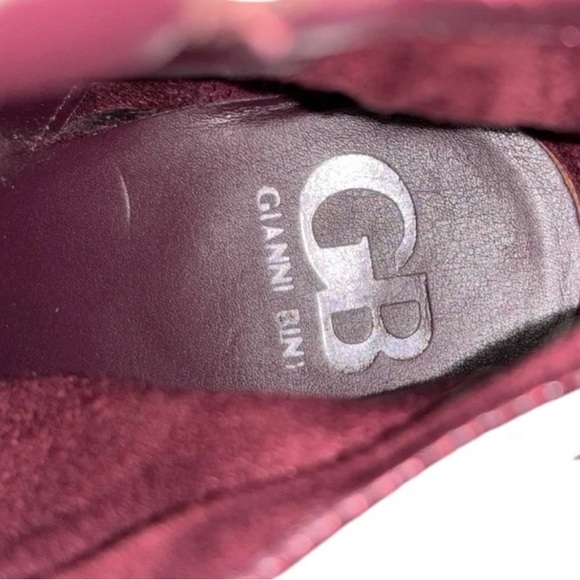 Gianni Bini Cool Dayz Burgundy Crushed Velvet Zip High Ankle Boots -7.5 - Picture 6 of 7